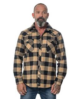 ROCK-IT Apparel® Flanellhemd Herren Langarm Holzfällerhemd Karohemd Premium Freizeithemd Shirt kariert Größen S-5XL Made in Europe Schwarz/Braun 4XL von ROCK-IT Apparel