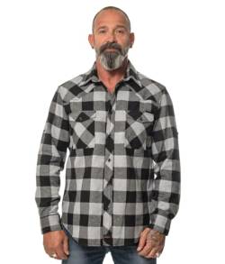 ROCK-IT Apparel® Flanellhemd Herren Langarm Holzfällerhemd Karohemd Premium Freizeithemd Shirt kariert Größen S-5XL Made in Europe Schwarz/Grau 3XL von ROCK-IT Apparel