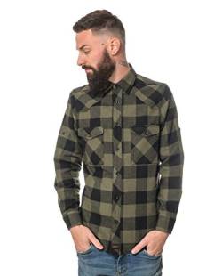 ROCK-IT Apparel® Flanellhemd Herren Langarm Holzfällerhemd Karohemd Premium Freizeithemd Shirt kariert Größen S-5XL Made in Europe Schwarz/Olive 3XL von ROCK-IT Apparel