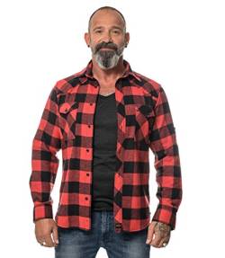 ROCK-IT Apparel® Flanellhemd Herren Langarm Holzfällerhemd Karohemd Premium Freizeithemd Shirt kariert Größen S-5XL Made in Europe Schwarz/Rot 5XL von ROCK-IT Apparel