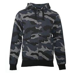 ROCK-IT Apparel® Kapuzenjacke Camouflage Herren Heavy Hoodie Sweatjacke Männer Zipper Hoody Workerhoodie Pullover S-5XL mit Reißverschluss Und Fleece-Innenseite Schwarz/Grau/Blau XL von ROCK-IT Apparel