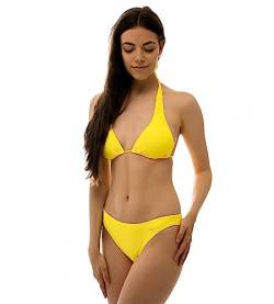 ROCK-IT Apparel Bikini Damen Set I Bikinioberteil Set mit Bikinihose I Triangel Bikini mit Push up Pads zum rausnehmen I Farbe Gelb (Slip L - Top L) von ROCK-IT Apparel