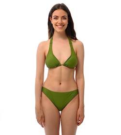 ROCK-IT Apparel Bikini Damen Set I Bikinioberteil Set mit Bikinihose I Triangel Bikini mit Push up Pads zum rausnehmen I Farbe Olive Grün (Slip M - Top M) von ROCK-IT Apparel