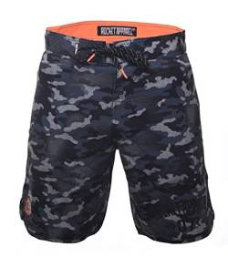 ROCK-IT Apparel Boardshort für Herren im Camouflage Look I extra dünner Stoff, schnelltrocknend, ohne Innenhose I Perfekt zum surfen, Strand, Pool oder Freibad Camo Grau S von ROCK-IT Apparel