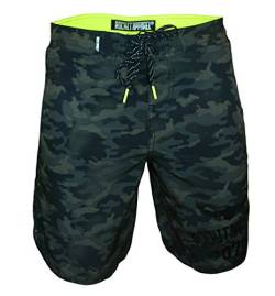 ROCK-IT Apparel Boardshort für Herren im Camouflage Look I extra dünner Stoff, schnelltrocknend, ohne Innenhose I Perfekt zum surfen, Strand, Pool oder Freibad Camo Grün 3XL von ROCK-IT Apparel