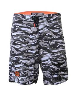 ROCK-IT Apparel Boardshort für Herren im Camouflage Look I extra dünner Stoff, schnelltrocknend, ohne Innenhose I Perfekt zum surfen, Strand, Pool oder Freibad Camo Weiß/Grau 3XL von ROCK-IT Apparel