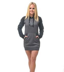 ROCK-IT Apparel Damen Raglan Hoodie Sweatkleid mit Kapuze - Hoodie Kleid - Kapuzenpullover Zipper - Kapuzenjacke - Sweater Größe XS-XXL - Schwarz Grau - hochwertig und sehr Soft XXL von ROCK-IT Apparel