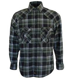 ROCK-IT Apparel Flanellhemd Herren kariert Langarm Baumwolle Holzfällerhemd Männer Karohemd Regular Schnitt weicher Stoff Made in Europe [Größen S-5XL] 4XL Olive kariert von ROCK-IT Apparel