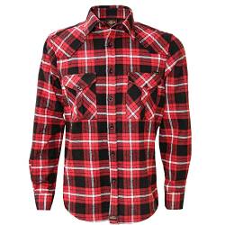 ROCK-IT Apparel Flanellhemd Herren kariert Langarm Baumwolle Holzfällerhemd Männer Karohemd Regular Schnitt weicher Stoff Made in Europe [Größen S-5XL] 4XL Schwarz/Rot von ROCK-IT Apparel