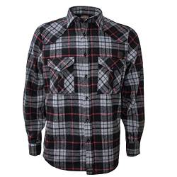 ROCK-IT Apparel Flanellhemd Herren kariert Langarm Baumwolle Holzfällerhemd Männer Karohemd Regular Schnitt weicher Stoff Made in Europe [Größen S-5XL] 4XL Schwarz/Weiß/Grau von ROCK-IT Apparel