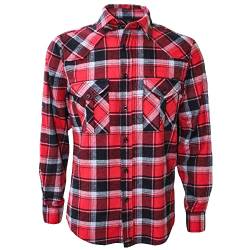 ROCK-IT Apparel Flanellhemd Herren kariert Langarm Baumwolle Holzfällerhemd Männer Karohemd Regular Schnitt weicher Stoff Made in Europe [Größen S-5XL] M Rot/Schwarz/Weiß von ROCK-IT Apparel