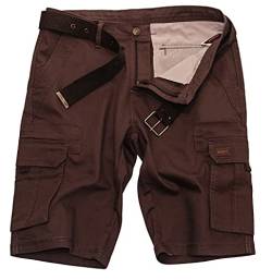 ROCK-IT Apparel Herren Cargoshorts mit Gürtel Vintage Bermuda Short mit 6 Taschen zum verschließen Männer Kurze Sommer Hose - Größen S-5XL - Braun XL von ROCK-IT Apparel