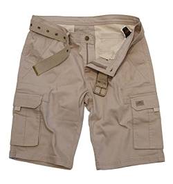 ROCK-IT Apparel Herren Cargoshorts mit Gürtel Vintage Bermuda Short mit 6 Taschen zum verschließen Männer Kurze Sommer Hose - Größen S-5XL - Khaki L von ROCK-IT Apparel