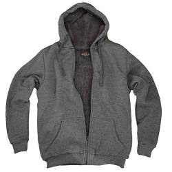 ROCK-IT Apparel Herren Winter Sweatjacke Premium Kapuzenpullover Workerhoodie Kapuzenjacke mit gefüttertem Torso und Kapuze Größen S-5XL Farbe Dark Heather 4XL von ROCK-IT Apparel