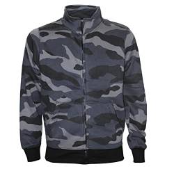 ROCK-IT Apparel I Sweatjacke Herren ohne Kapuze I Sweatshirt Herren mit Stehkragen und Reißverschluss [S-5XL] Premium Qualität mit Fleece-Innenseite I Camouflage Grau Blau 4XL von ROCK-IT Apparel