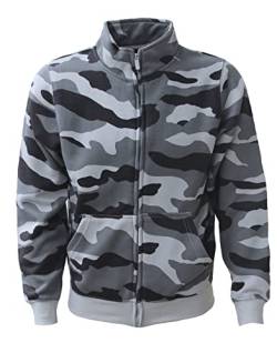 ROCK-IT Apparel I Sweatjacke Herren ohne Kapuze I Sweatshirt Herren mit Stehkragen und Reißverschluss [S-5XL] Premium Qualität mit Fleece-Innenseite I Camouflage Grau XXL von ROCK-IT Apparel