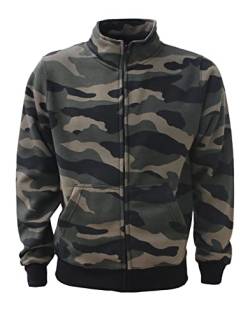 ROCK-IT Apparel I Sweatjacke Herren ohne Kapuze I Sweatshirt Herren mit Stehkragen und Reißverschluss [S-5XL] Premium Qualität mit Fleece-Innenseite I Camouflage Grün Braun S von ROCK-IT Apparel