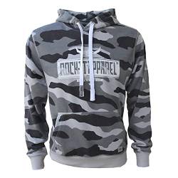 ROCK-IT Apparel Kapuzenpullover Herren Leichter Camouflage Hoodie aus French Terry Stoff mit Logo Print Größen S-5XL Regular Schnitt Farbe Camouflage Grau 3XL von ROCK-IT Apparel