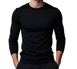 ROCK-IT Apparel Longsleeve Heavy Basic Herren T-Shirt Langarm Premium Rundhals Männer Shirt 100% Baumwolle Größen S-5XL Regular Schnitt Schwarz M von ROCK-IT Apparel