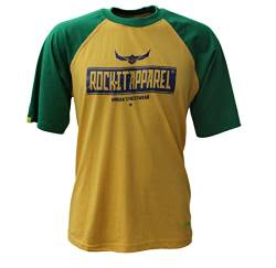 ROCK-IT Apparel Raglan Contrast T-Shirt Kurzarm Premium Rundhals Shirt für Herren 100% Baumwolle Vintage Bikershirt Größen S-5XL Regular Schnitt Farbe Gelb/Grün L von ROCK-IT Apparel