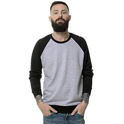 ROCK-IT Apparel Sweatshirt Herren Raglan 2 Tone Crewneck Sweater Pullover mit hohem Größen S - 5XL Regular Size H. Grau Schwarz XL von ROCK-IT Apparel