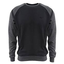 ROCK-IT Apparel Sweatshirt Herren Raglan 2 Tone Crewneck Sweater Pullover mit hohem Größen S - 5XL Regular Size H. Schwarz Dunkel Grau S von ROCK-IT Apparel