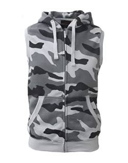 ROCK-IT Apparel Zipped Hoodie ärmellos für Herren Sleeveless Fitness Kapuzenpullover Männer Sweater Trainingsweste Sweatshirt Tank Top S-4XL Farbe Camouflage Grau S von ROCK-IT Apparel