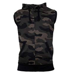 ROCK-IT Apparel Zipped Hoodie ärmellos für Herren Sleeveless Fitness Kapuzenpullover Männer Sweater Trainingsweste Sweatshirt Tank Top S-4XL Farbe Dark Camo X-Large von ROCK-IT Apparel