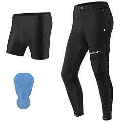 ROCKBROS Herren Fahrradhose 2-in-1 Lang Radlerhose + Fahrradunterhose mit sitzpolster Sommer/Herbst Atmungsaktiv Hose L von ROCKBROS