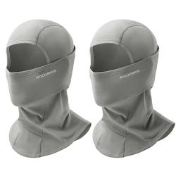 ROCKBROS Sturmhaube Herbst/Winter Thermo Balaclava für Outdoorsports Radfahren Skifahren Snowboard Reflektierend Winddicht Anti-Staub Atmungsaktiv Einheitsgröße für Damen Herren Hellgrau 2 PCS von ROCKBROS