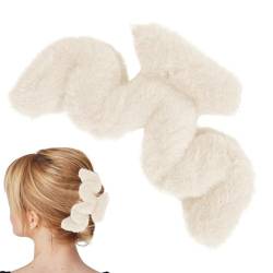 Flauschige Haarspangen | Plüsch-Haarklammer in gewellter Form, Haarschmuck für Frauen und Mädchen, große Clips für dünnes/mitteldickes Haar für den täglichen Gebrauch, niedliche Haarspangen Rockia von ROCKIA