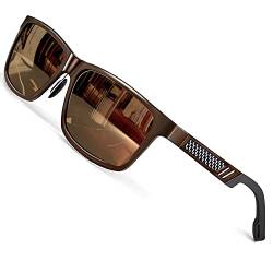 ROCKNIGHT Driving Polarized Shades for Men Braune Vollrand-Sonnenbrille UV400-Schutz Leichte Metallrahmen-Sonnenbrille von ROCKNIGHT