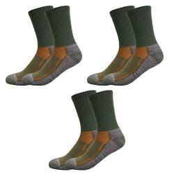 RØDER 3 Paar PREMIUM Merino Wandersocken Anti-Blasen gepolstert, für Herren & Damen Trekking Socken Funktionssocken Hiking Walking (Olive, 39-42) von RØDER