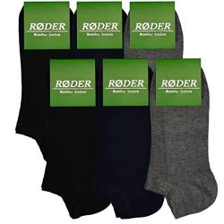 RØDER 6er Pack Bambus Sneaker Socken • Super Soft • Handgekettelte Zehennaht • Optimales Fußklima • Anti Schweiß Socken(43-46,Mix) von RØDER