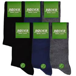 RØDER 6er Pack Bambus Socken • Super Soft • Optimales Fußklima • Handgekettelte Zehennaht • Anti Schweiß Socken (43-46,Mix) von RØDER