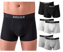 RØDER Herren Boxershorts 6er Pack • Shorts für Männer • Baumwolle • Kein Kratzender Zettel • Unterwäsche • perfekte Passform • Gemischt mit Logo • Größe 3XL von RØDER