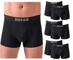 RØDER Herren Boxershorts 6er Pack • Shorts für Männer • Baumwolle • Kein Kratzender Zettel • Unterwäsche • perfekte Passform • Schwarz mit Logo• Größe XL von RØDER