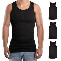 RØDER Premium 3er Pack • Unterhemd Herren• 100% gekämmte Baumwolle • Weiss • Schwarz • (S-3XL) • Tanktop (Schwarz,XXL) von RØDER