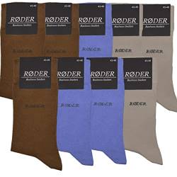 RØDER Premium Business Socken Herren 9er Pack Elastische, bequeme schwarze Herrensocken mit Komfortbund (47-50, Mix 4) von RØDER