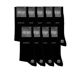 RØDER Premium Business Socken Herren 9er Pack Elastische, bequeme schwarze Herrensocken mit Komfortbund (47-50, Schwarz) von RØDER