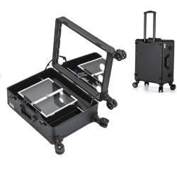 Beauty Case, Kosmetik Trolley Rollkoffer Schminkkoffer mit 360° drehbaren, Kosmetik Organizer, Make Up Tasche, Kosmetik Aufbewahrung für Make Up, Premium Kosmetiktasche für Kosmetik (Size : B) von ROFBIHG