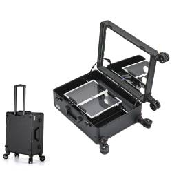 Kosmetik Trolley Rollkoffer Schminkkoffer mit 360° drehbaren, Schminkspiegel Kulturbeutel Organizer mit Kosmetikspiegel, Premium Kosmetiktasche, Make Up Tasche Cosmetic Case Trolley (Size : B) von ROFBIHG