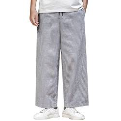 Leinenhose Herren Sommer Mode Schlafanzug Leinen Hosen Herren Baumwolle Beiläufige Hosen Männer Lose Sport Hose Jogginghose Pyjamahose Herren Lang Caprihose Boho Hose Sommer von ROLAQDK