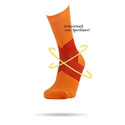 ROLLO SOCKS Team 5.0 ORANGE - Laufsocken mit gezielter Kompression, Running, Sprunggelenk stützend, Bandage Fußgelenk, Sportsocken, Für jeden Sport geeignet, Größe S (36-39) von ROLLO SOCKS