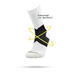 ROLLO SOCKS Team 5.0 White - Laufsocken mit gezielter Kompression, Running, Sprunggelenk stützend, Bandage Fußgelenk, Sportsocken, Für jeden Sport geeignet, Größe L (44-46) von ROLLO SOCKS