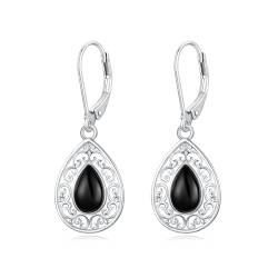 Filigrane Ohrringe 925 Sterling Silber Schwarze Onyx Ohrringe Hängend Schwarze Onyx Ohrhänger Schmuck Geschenke für Damen von ROMANTICWORK