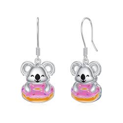 Koala Ohrringe 925 Sterling Silber Koala Donut Ohrringe Hängend Koala Schmuck Geschenke für Damen Mädchen von ROMANTICWORK