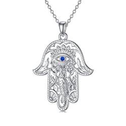 ROMANTICWORK Elefant Hamsa Hand Kette Sterling Silber Lotus Evil Eye Anhänger Halskette Famati Hand Amulett Schmuck Geschenke für Damen Mädchen von ROMANTICWORK