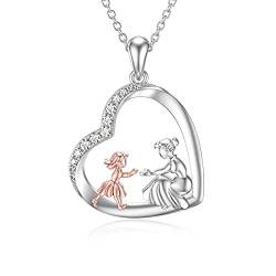 ROMANTICWORK Mutter Halskette 925 Sterling Silber Mutter und Tochter Geschenke Herz Anhänger Halskette Schmuck Geburtstag für Frauen Mutter Tochter von ROMANTICWORK