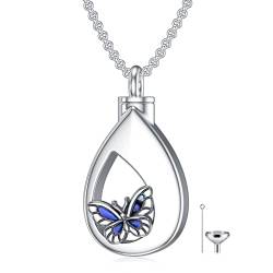 ROMANTICWORK Schmetterling Urne Halskette Sterling Silber Urnenketten für Asche Andenken Feuerbestattung Asche Anhänger Schmuck Geschenke für Damen Mädchen von ROMANTICWORK